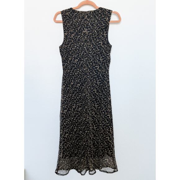 Y2K F.L.P. Sleeveless Polka Dot Sheer Midi‎ Dress Black Size 8 Retro Glam Indie - Picture 7 of 8